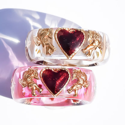 Cupid Heart Ring – Pink × Red Heart / #11 #12 #14