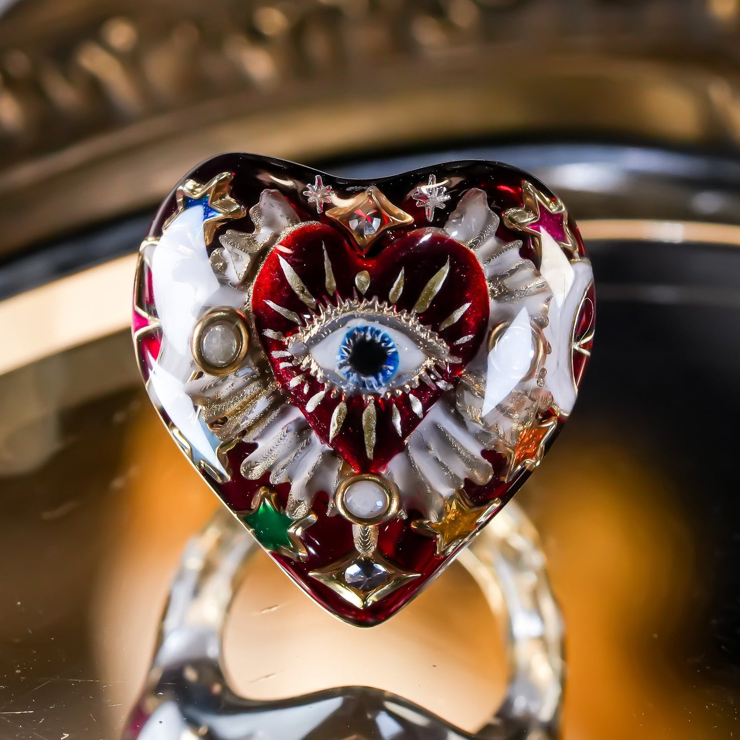Mystic rainbow heart ring – Red / #10