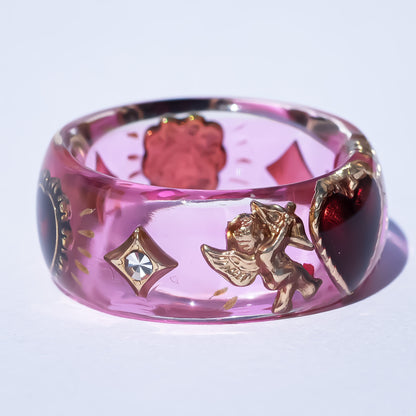 Cupid Heart Ring – Pink × Red Heart / #11 #12 #14