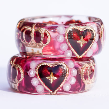 Sacred heart crown ring - red / #12 #13 #14