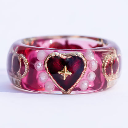 Sacred heart crown ring - red / #12 #13 #14