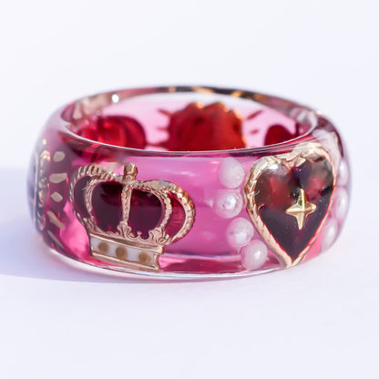 Sacred heart crown ring - red / #12 #13 #14