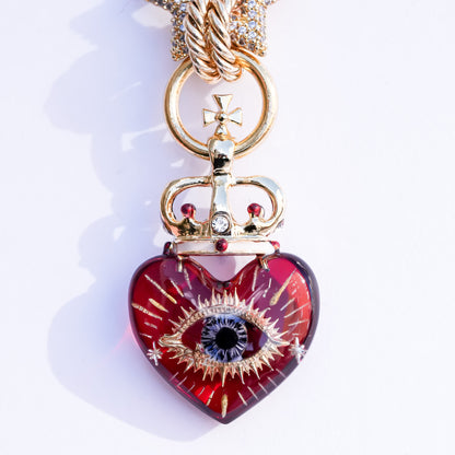 Sacred eye heart necklace – red