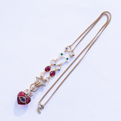 Sacred eye heart necklace – red