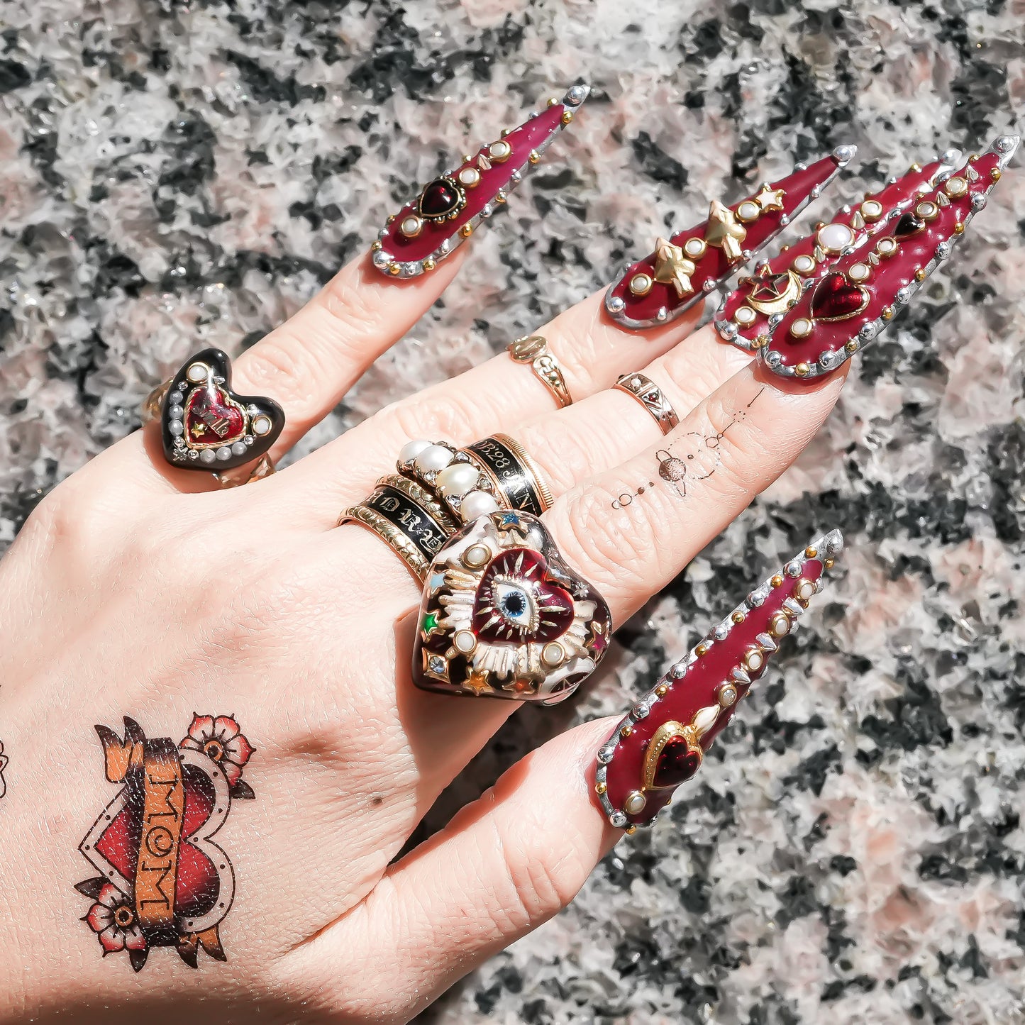 Mystic rainbow heart ring – Red / #10