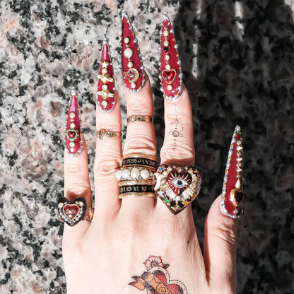 Mystic rainbow heart ring – Red / #10