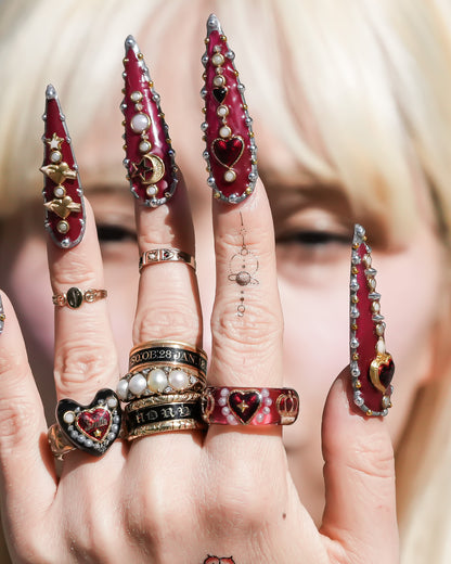 Sacred heart crown ring - red / #12 #13 #14