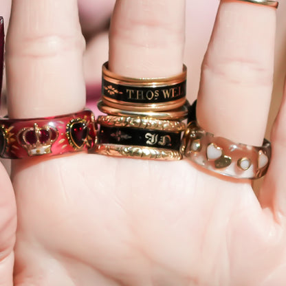 Sacred heart crown ring - red / #12 #13 #14