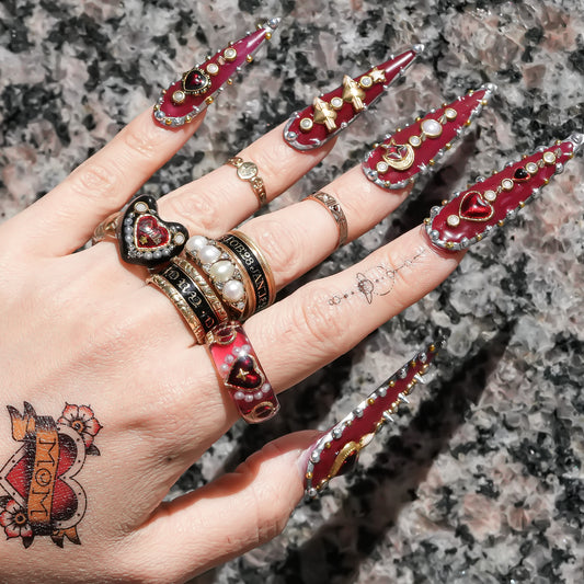 Sacred heart crown ring - red / #12 #13 #14