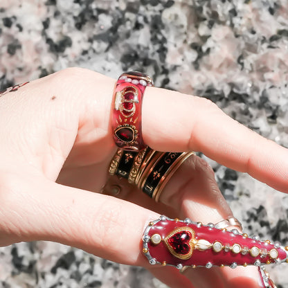 Sacred heart crown ring - red / #12 #13 #14