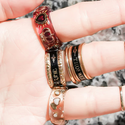 Sacred heart crown ring - red / #12 #13 #14