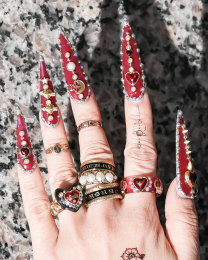 Sacred heart crown ring - red / #12 #13 #14