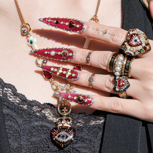 Sacred eye heart necklace – red