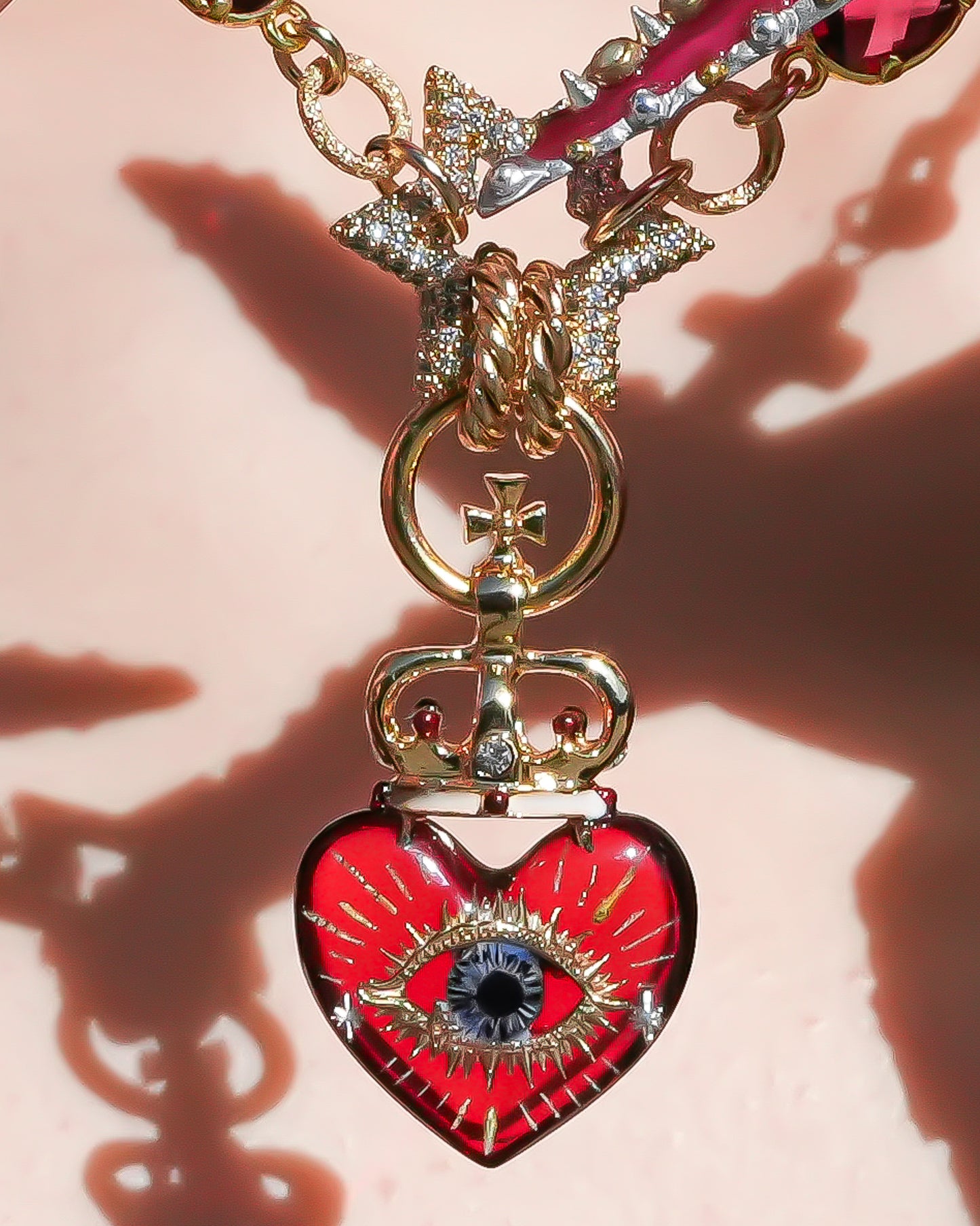 Sacred eye heart necklace – red