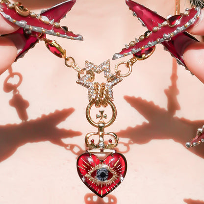 Sacred eye heart necklace – red