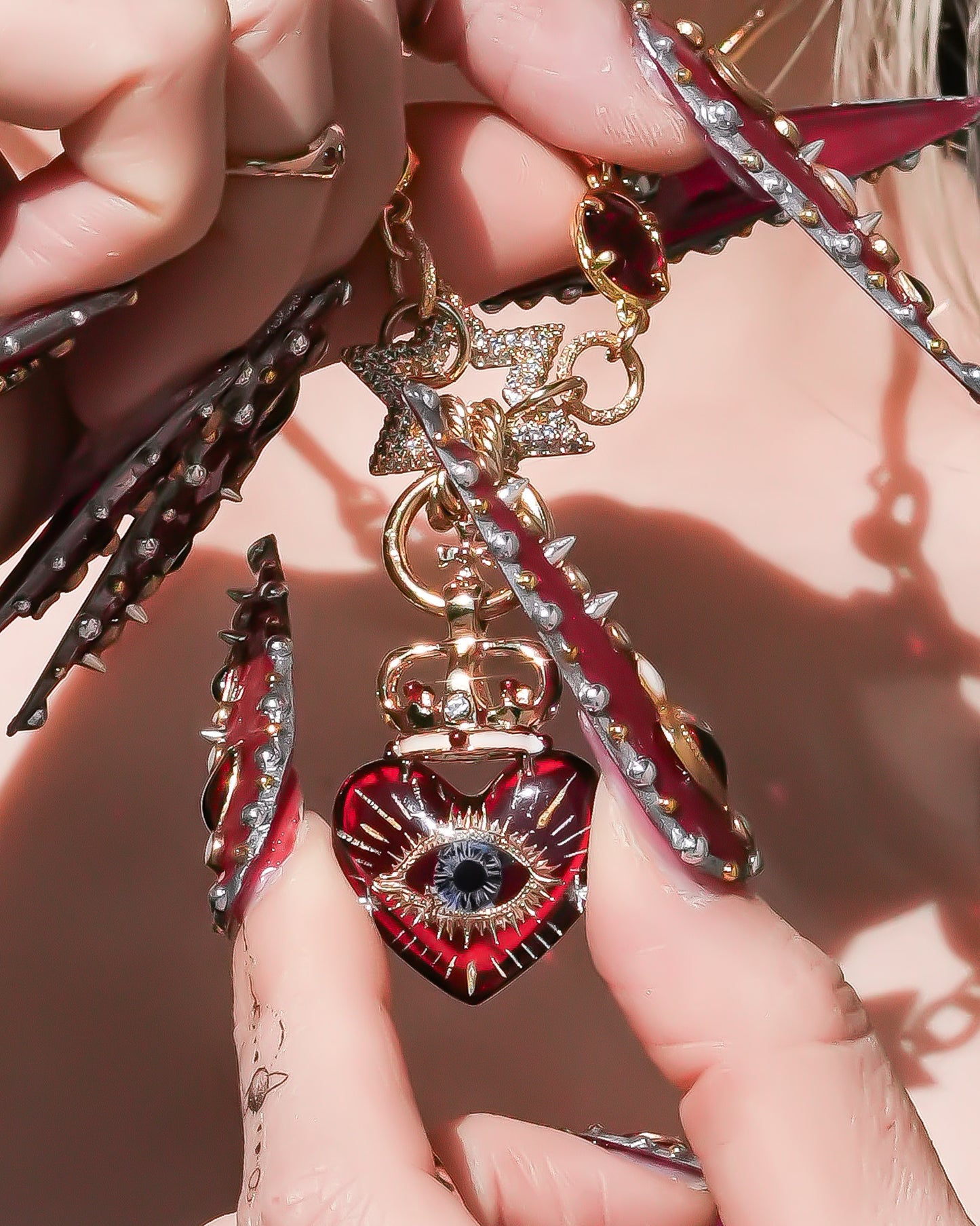 Sacred eye heart necklace – red