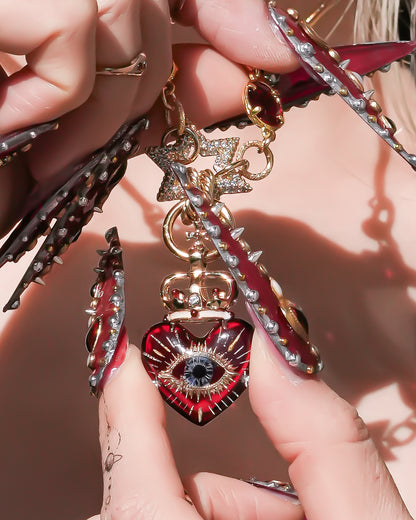 Sacred eye heart necklace – red