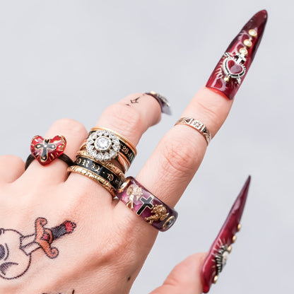 The Haunted Chapel Ring – Purple Cross & Cupid / #8 #11 #14 #18