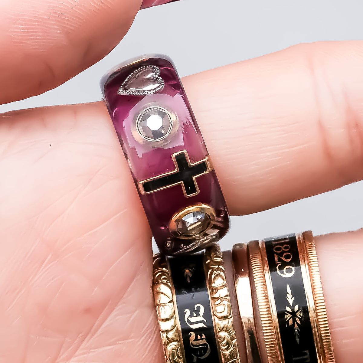 The Haunted Chapel Ring – Purple Cross & Cupid / #8 #11 #14 #18