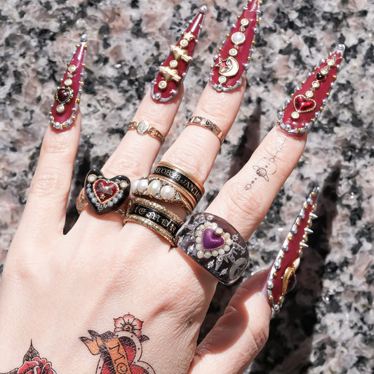 Mystic Night Heart Ring - gray blue / purple / #14