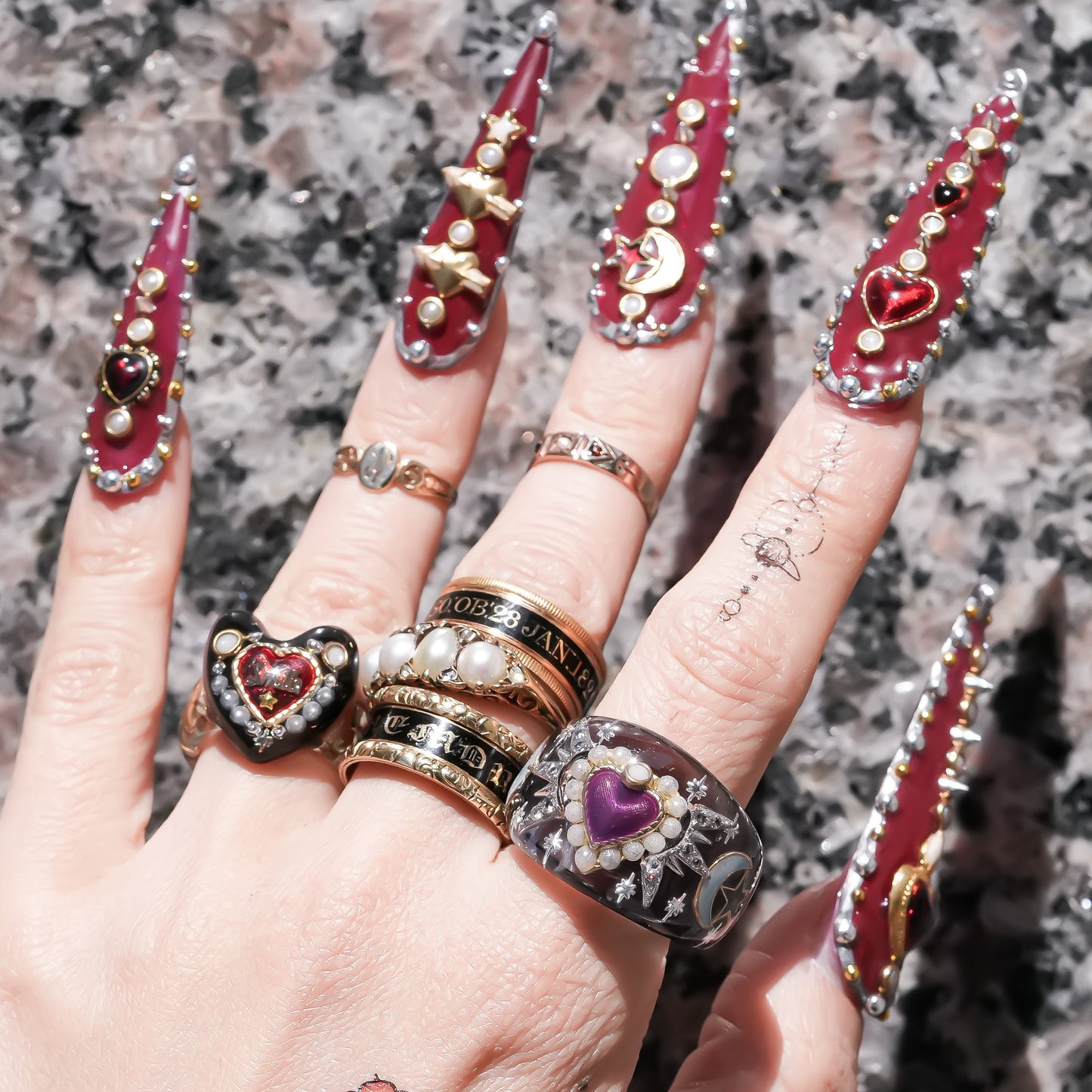 Mystic Night Heart Ring - gray blue / purple / #14