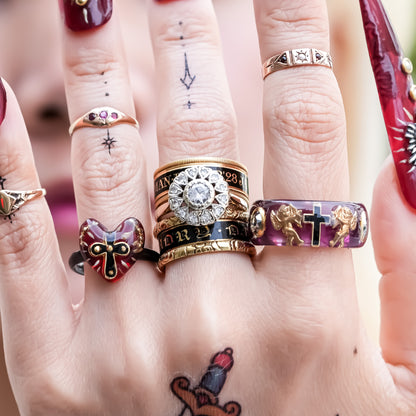 The Haunted Chapel Ring – Purple Cross & Cupid / #8 #11 #14 #18