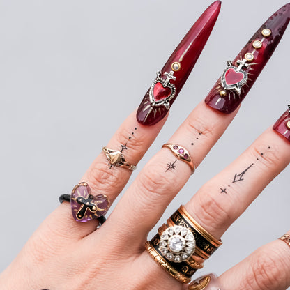 The Sacred Cross Heart Ring - Purple × Black / #4