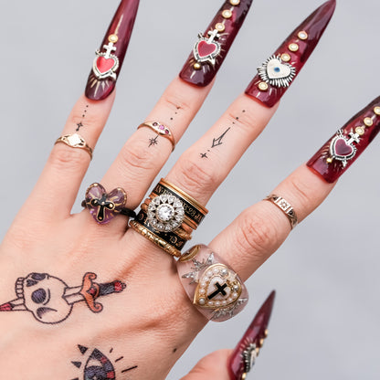 The Sacred Cross Heart Ring - Purple × Black / #4
