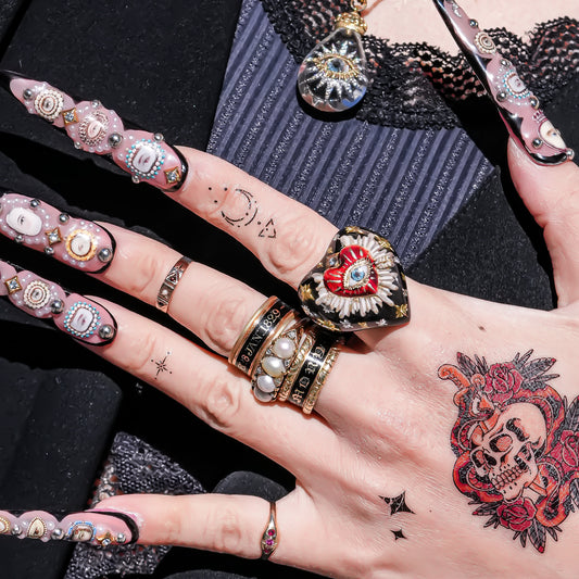 Mystic rainbow star heart ring - black × multicolor / ＃10