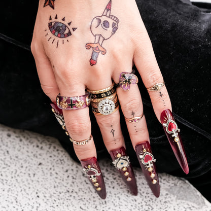 The Sacred Cross Heart Ring - Purple × Black / #4