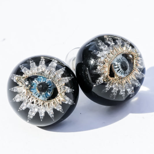 Guardian starburst eye earrings - black × gold