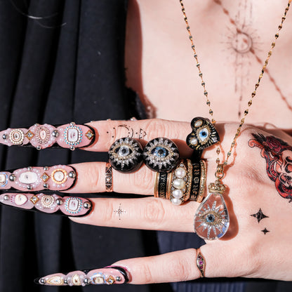 Celestial eye teardrop necklace - clear × gold