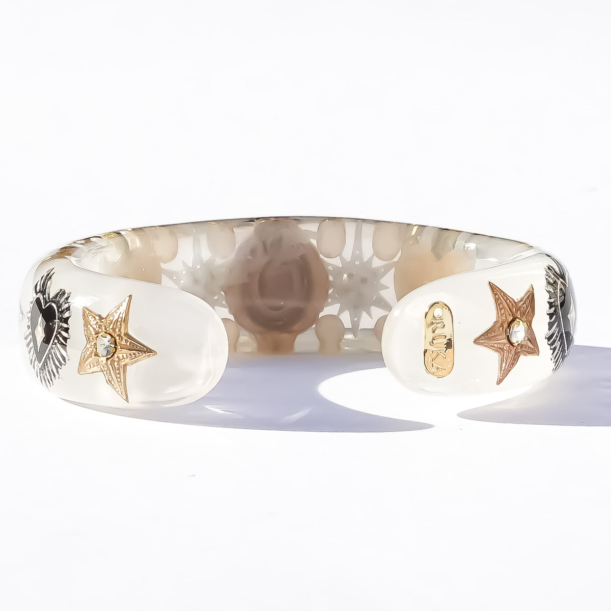 The Baroque Chapel Cross Bracelet - Smoky White × Black