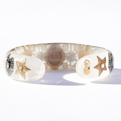 The Baroque Chapel Cross Bracelet - Smoky White × Black