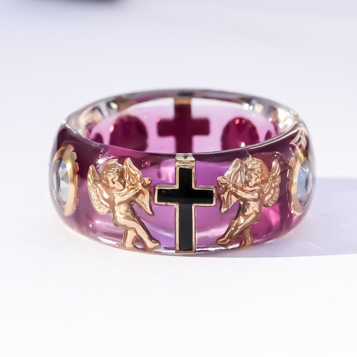 The Haunted Chapel Ring – Purple Cross & Cupid / #8 #11 #14 #18