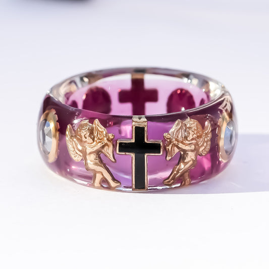 The Haunted Chapel Ring – Purple Cross & Cupid / #8 #11 #14 #18