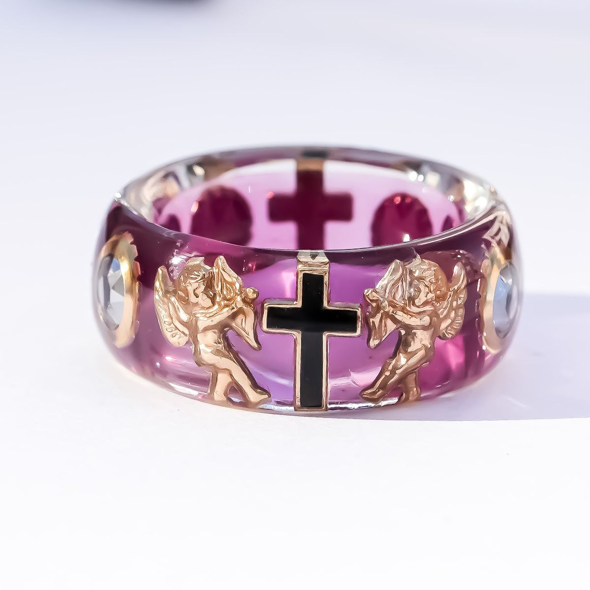 The Haunted Chapel Ring – Purple Cross & Cupid / #8 #11 #14 #18