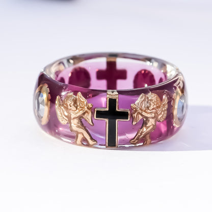 The Haunted Chapel Ring – Purple Cross & Cupid / #8 #11 #14 #18