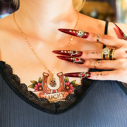 The Crowned Cross Talisman Necklace - Black × Red / Black / Gold