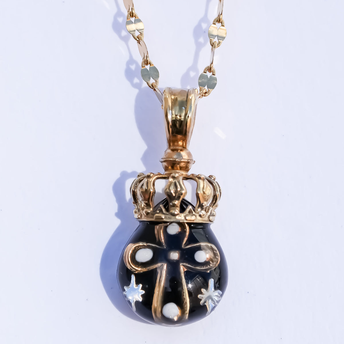 The Crowned Cross Talisman Necklace - Black × Red / Black / Gold