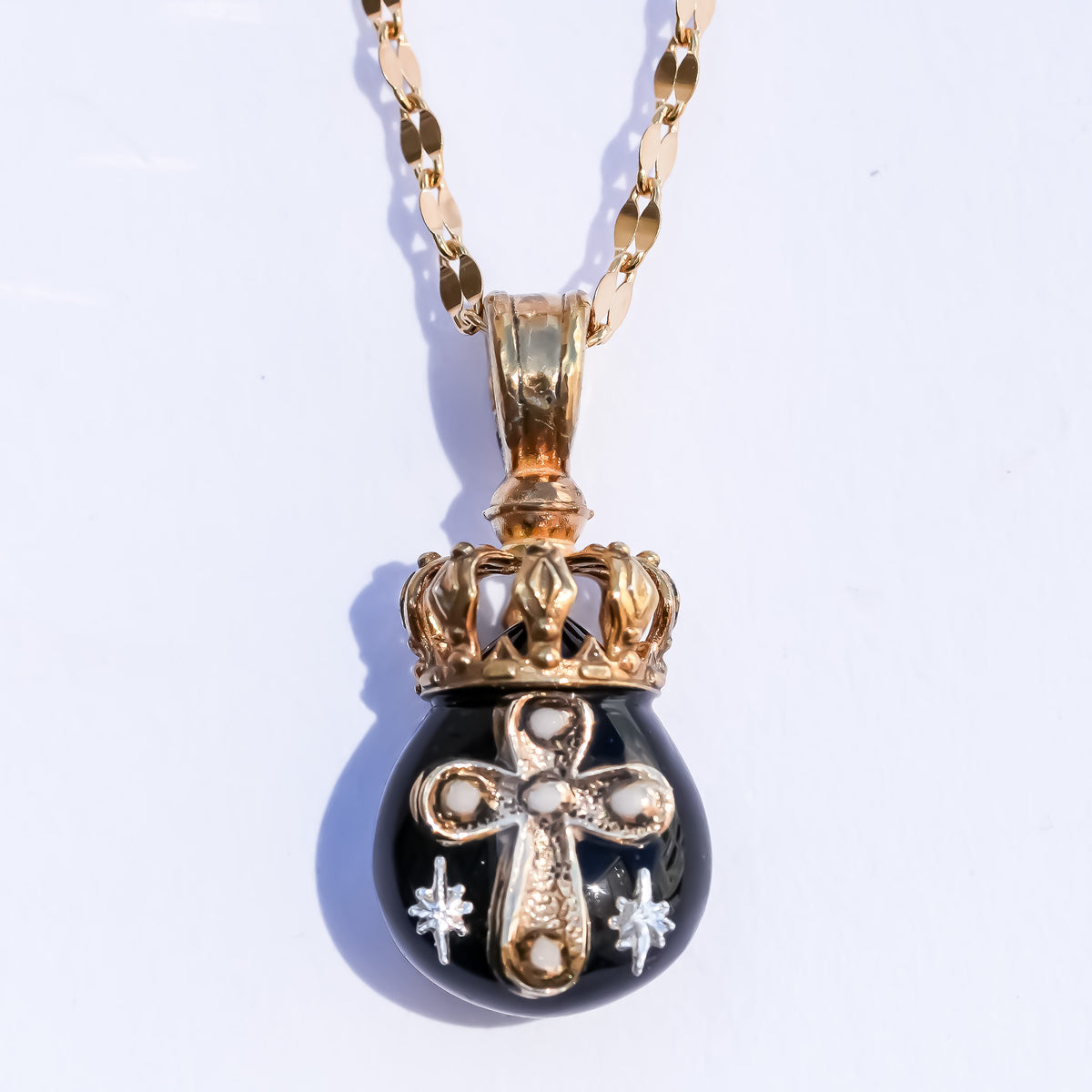 The Crowned Cross Talisman Necklace - Black × Red / Black / Gold