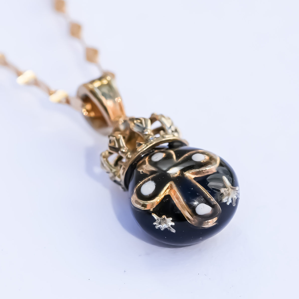 The Crowned Cross Talisman Necklace - Black × Red / Black / Gold