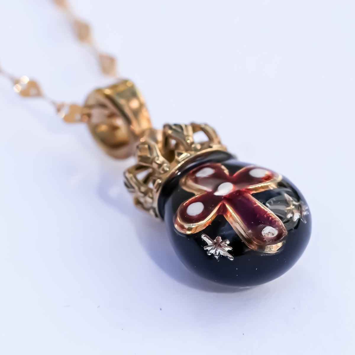 The Crowned Cross Talisman Necklace - Black × Red / Black / Gold