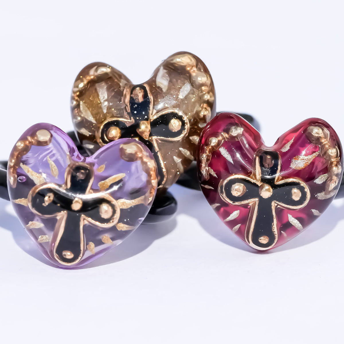 The Sacred Cross Heart Ring - Red × Black / #6