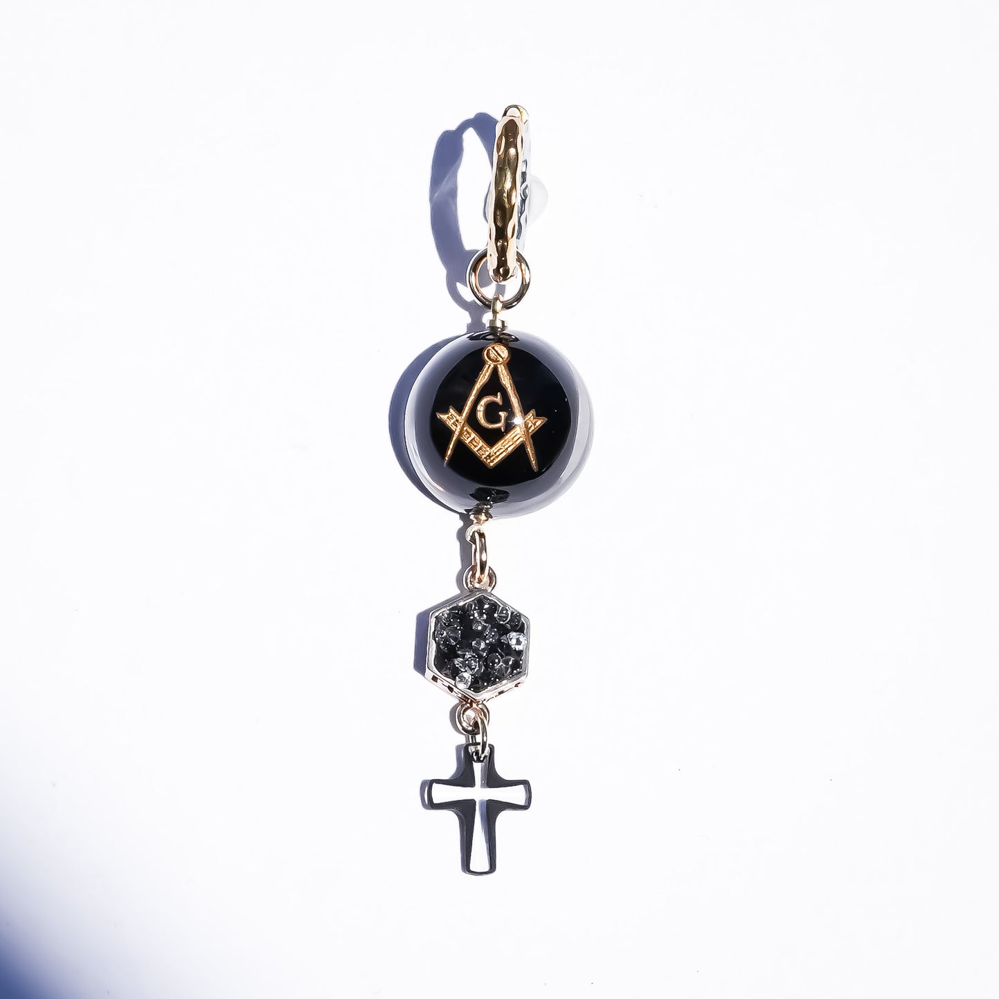 MASONIC EARRINGS / DOME / BLACK (single)