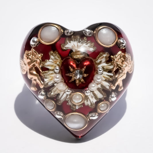 LOVE ANGEL RING / HEART / RED × CLEAR / #15