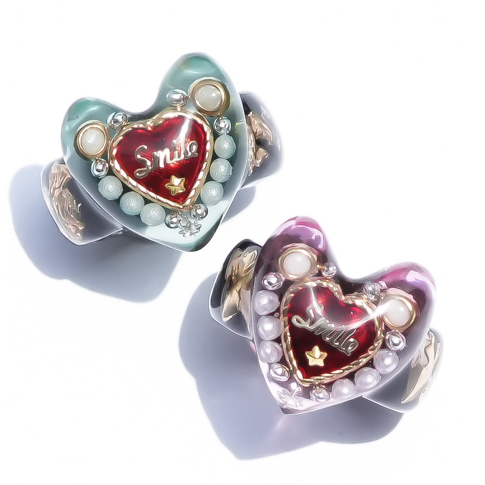 LOVE SMILE RING / HEART / GREEN × BLACK / #6
