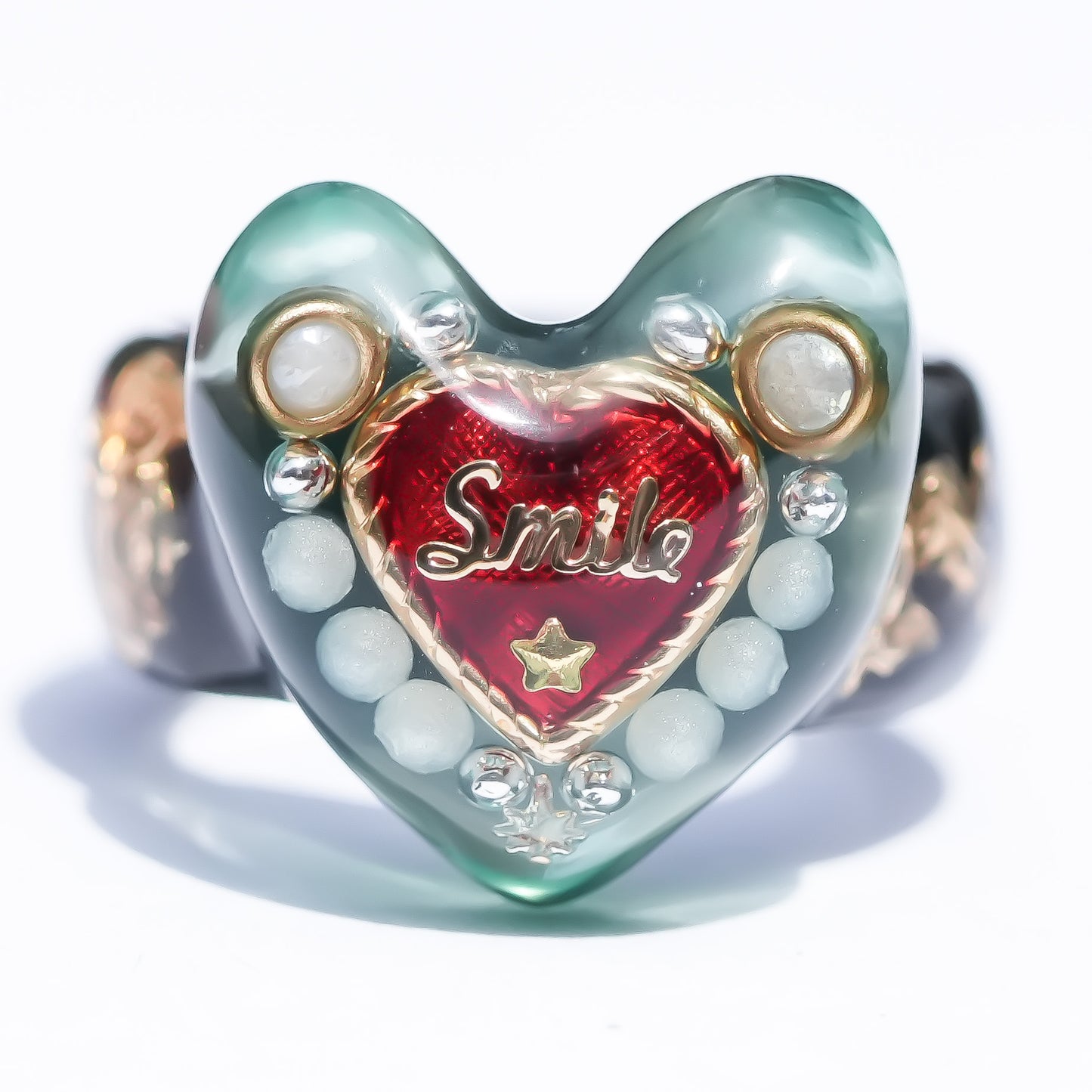 LOVE SMILE RING / HEART / GREEN × BLACK / #6