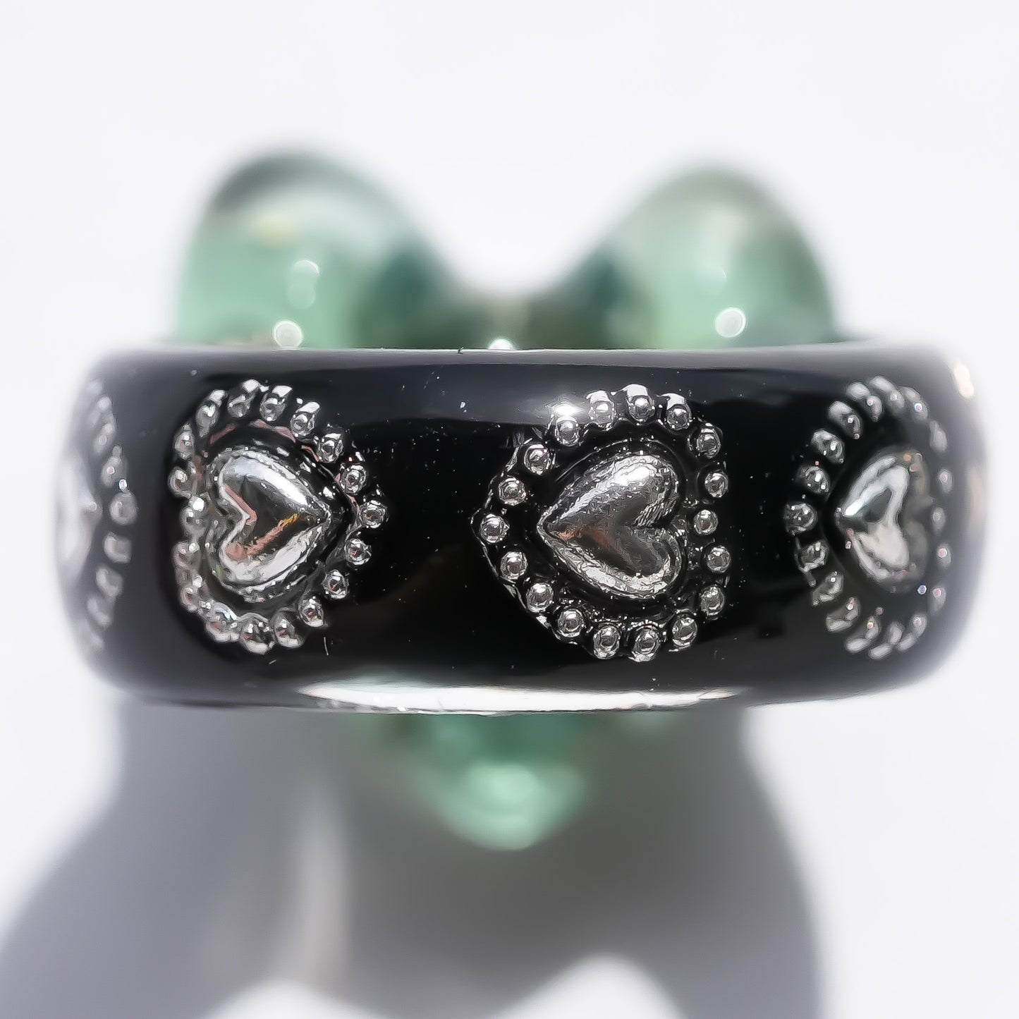 LOVE SMILE RING / HEART / GREEN × BLACK / #6