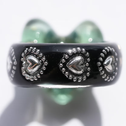 LOVE SMILE RING / HEART / GREEN × BLACK / #6